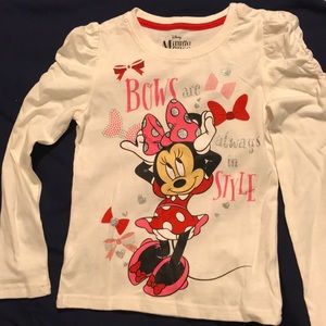 Minnie Mouse long sleeve T ruching at top sleeve;